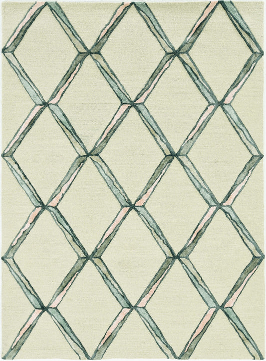 8' Cream Wool Handmade Runner Rug