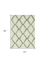 8' Cream Wool Handmade Runner Rug