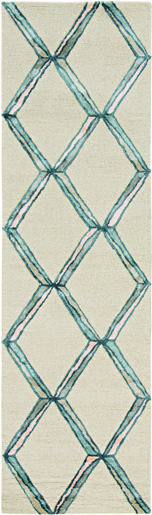 8' Cream Wool Handmade Runner Rug
