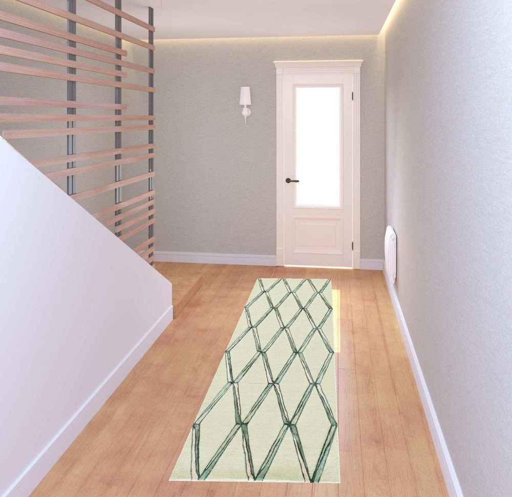 8' Cream Wool Handmade Runner Rug - Homeroots - Flyclothing LLC