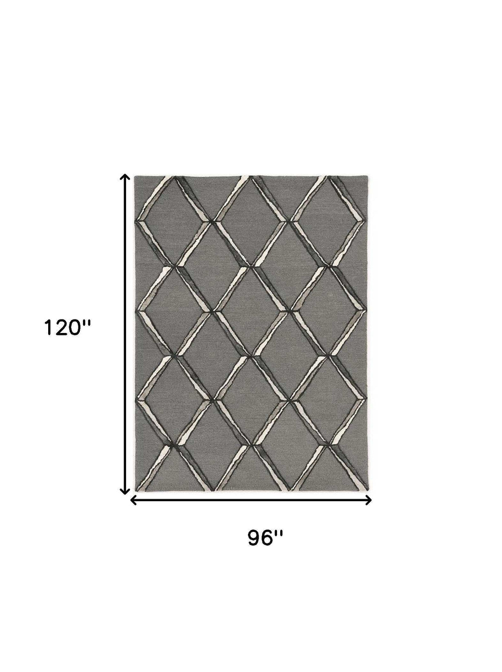 8' X 10' Gray Wool Geometric Hand Tufted Area Rug - Homeroots - Flyclothing LLC