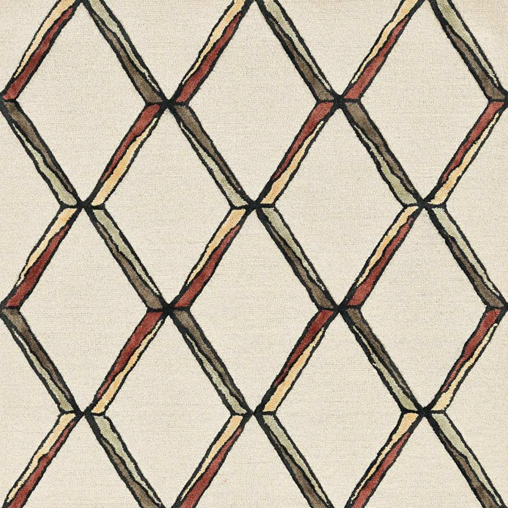 115' Beige Rust and Gold Wool Geometric Hand Tufted Area Rug - Homeroots - Flyclothing LLC