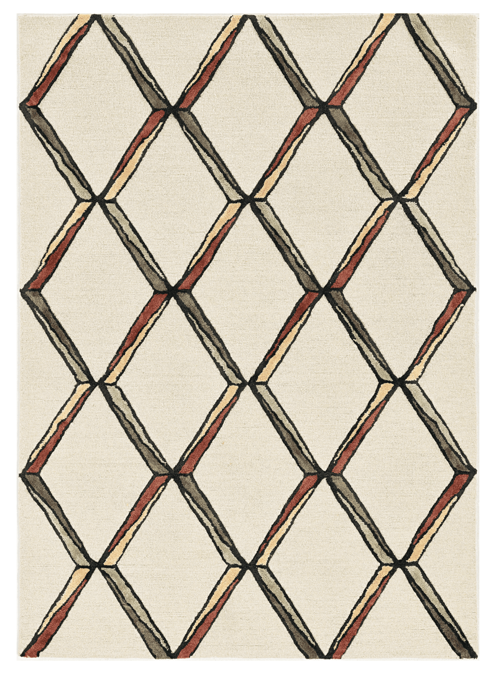 115' Beige Rust and Gold Wool Geometric Hand Tufted Area Rug - Homeroots - Flyclothing LLC