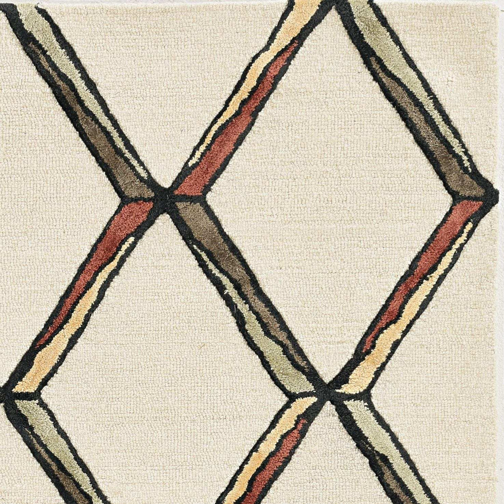 115' Beige Rust and Gold Wool Geometric Hand Tufted Area Rug - Homeroots - Flyclothing LLC