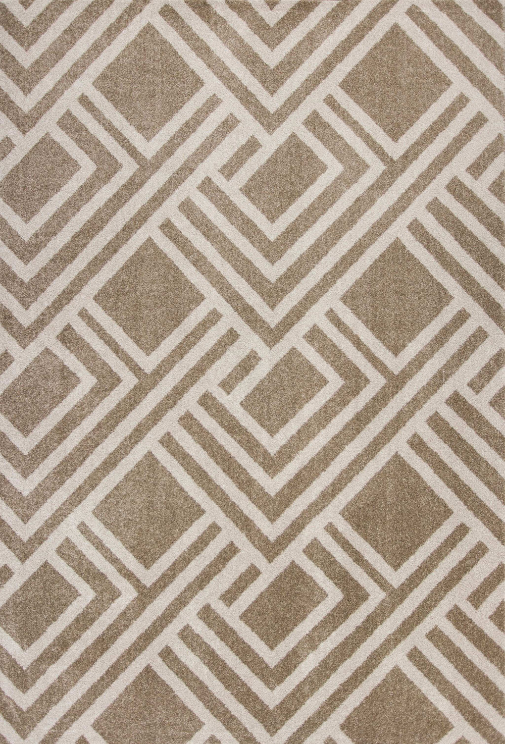7' X 10' Beige and Ivory Geometric Indoor Outdoor Area Rug - Homeroots - Flyclothing LLC