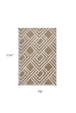 7' X 10' Beige and Ivory Geometric Indoor Outdoor Area Rug - Homeroots
