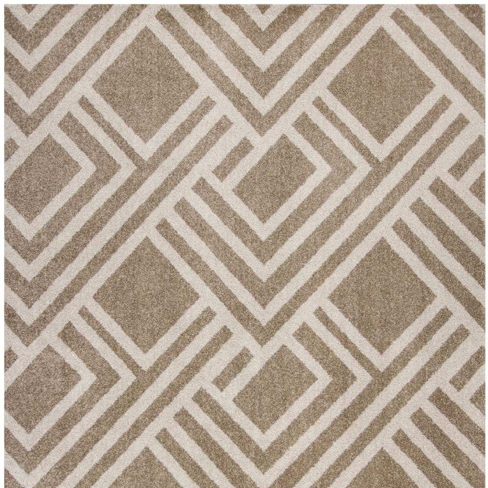 7' X 10' Beige and Ivory Geometric Indoor Outdoor Area Rug - Homeroots - Flyclothing LLC