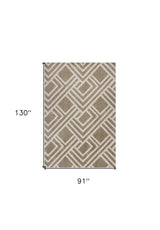 8' X 11' Beige Geometric Indoor Outdoor Area Rug - Homeroots - Flyclothing LLC