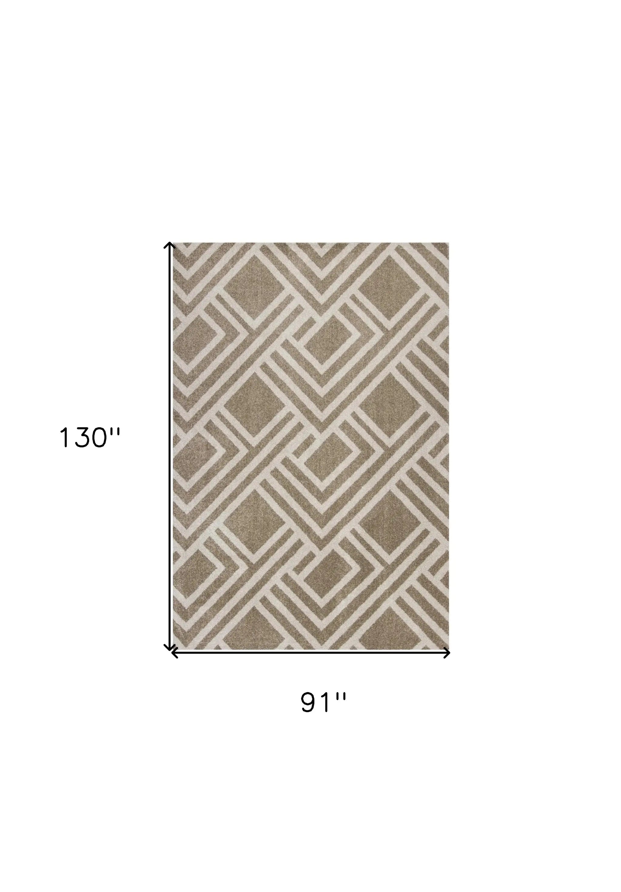 8' X 11' Beige Geometric Indoor Outdoor Area Rug - Homeroots - Flyclothing LLC
