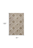8' X 11' Beige Geometric Indoor Outdoor Area Rug - Homeroots