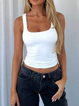 Devine Square Neck Wide Strap Tank - Trendsi - Flyclothing LLC