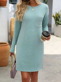 Striped Round Neck Long Sleeve Mini Dress - Trendsi - Flyclothing LLC