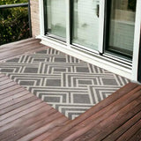 3' X 5' Gray Striped Indoor Outdoor Area Rug - Homeroots