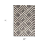 3' X 5' Gray Striped Indoor Outdoor Area Rug - Homeroots - Flyclothing LLC