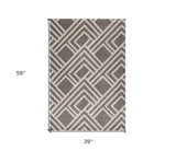 3' X 5' Gray Striped Indoor Outdoor Area Rug - Homeroots