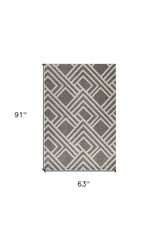 5' X 8' Gray Geometric Indoor Outdoor Area Rug - Homeroots - Flyclothing LLC