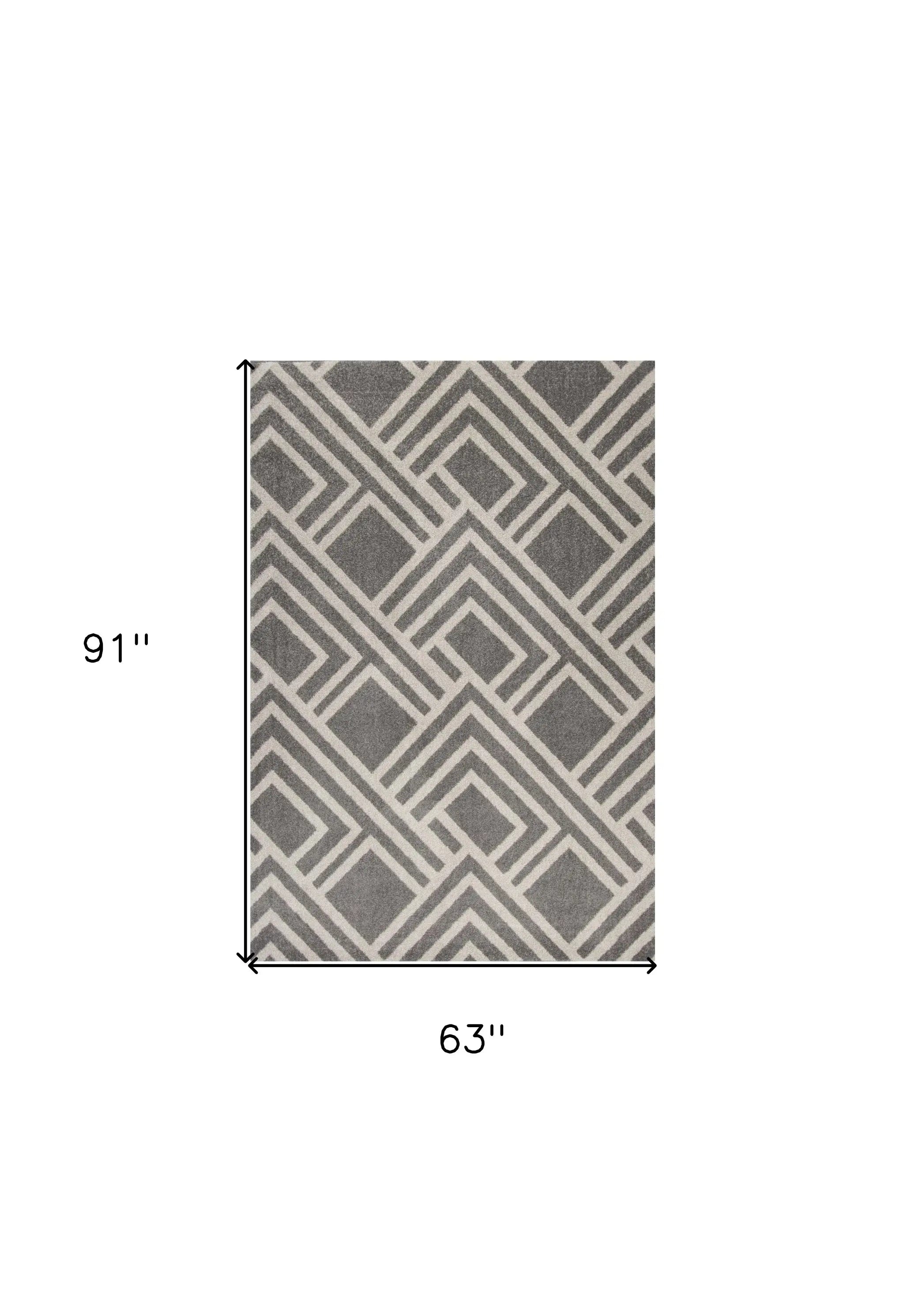 5' X 8' Gray Geometric Indoor Outdoor Area Rug - Homeroots - Flyclothing LLC