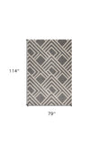 7' X 10' Gray Geometric Indoor Outdoor Area Rug - Homeroots