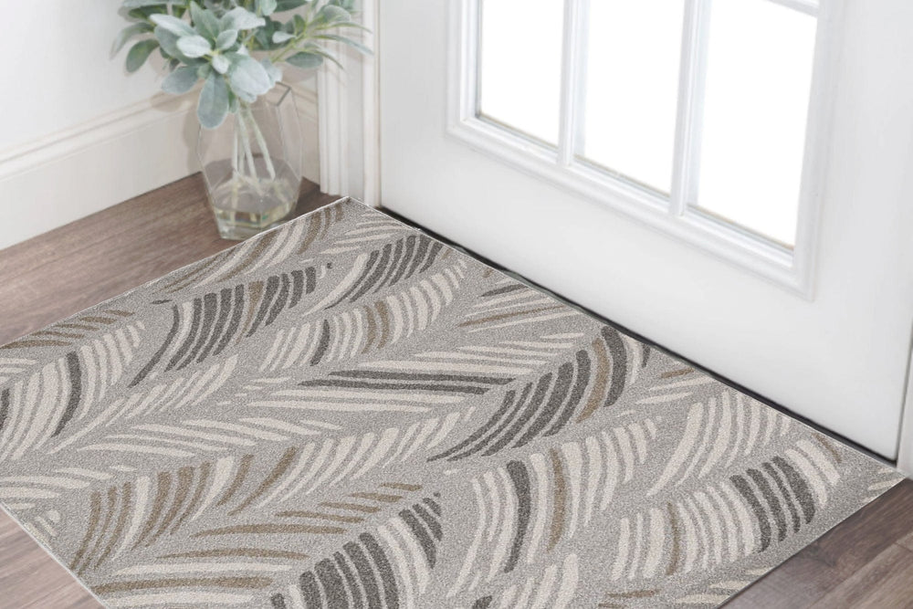 3' X 5' Gray Tropical Botanical Area Rug - Homeroots