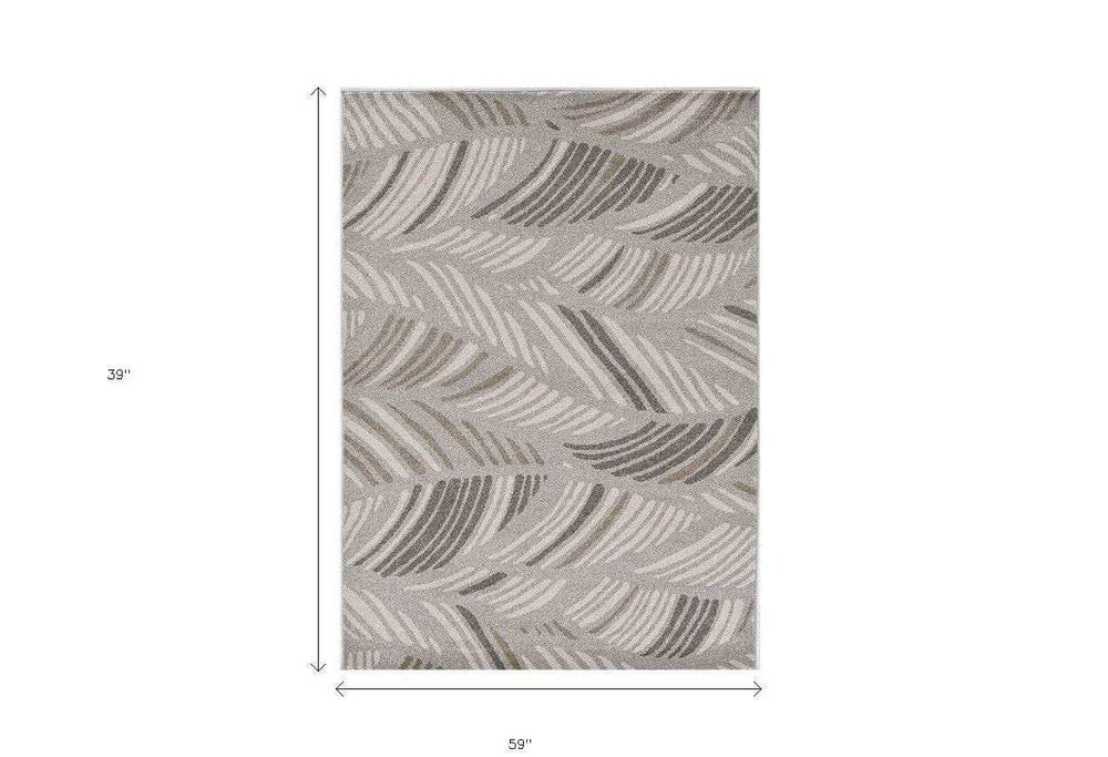 3' X 5' Gray Tropical Botanical Area Rug - Homeroots - Flyclothing LLC