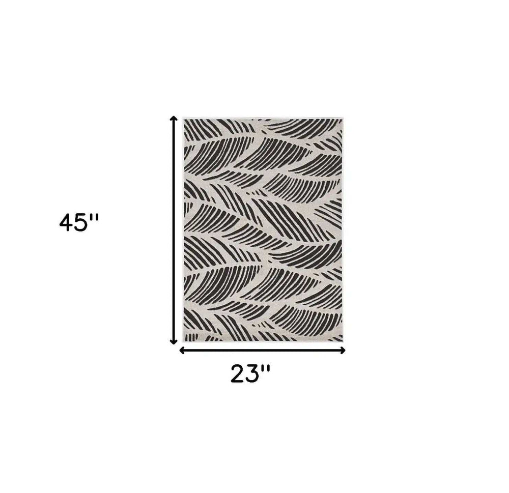 2' X 4' Black and White Abstract Indoor Outdoor Area Rug - Homeroots - Flyclothing LLC