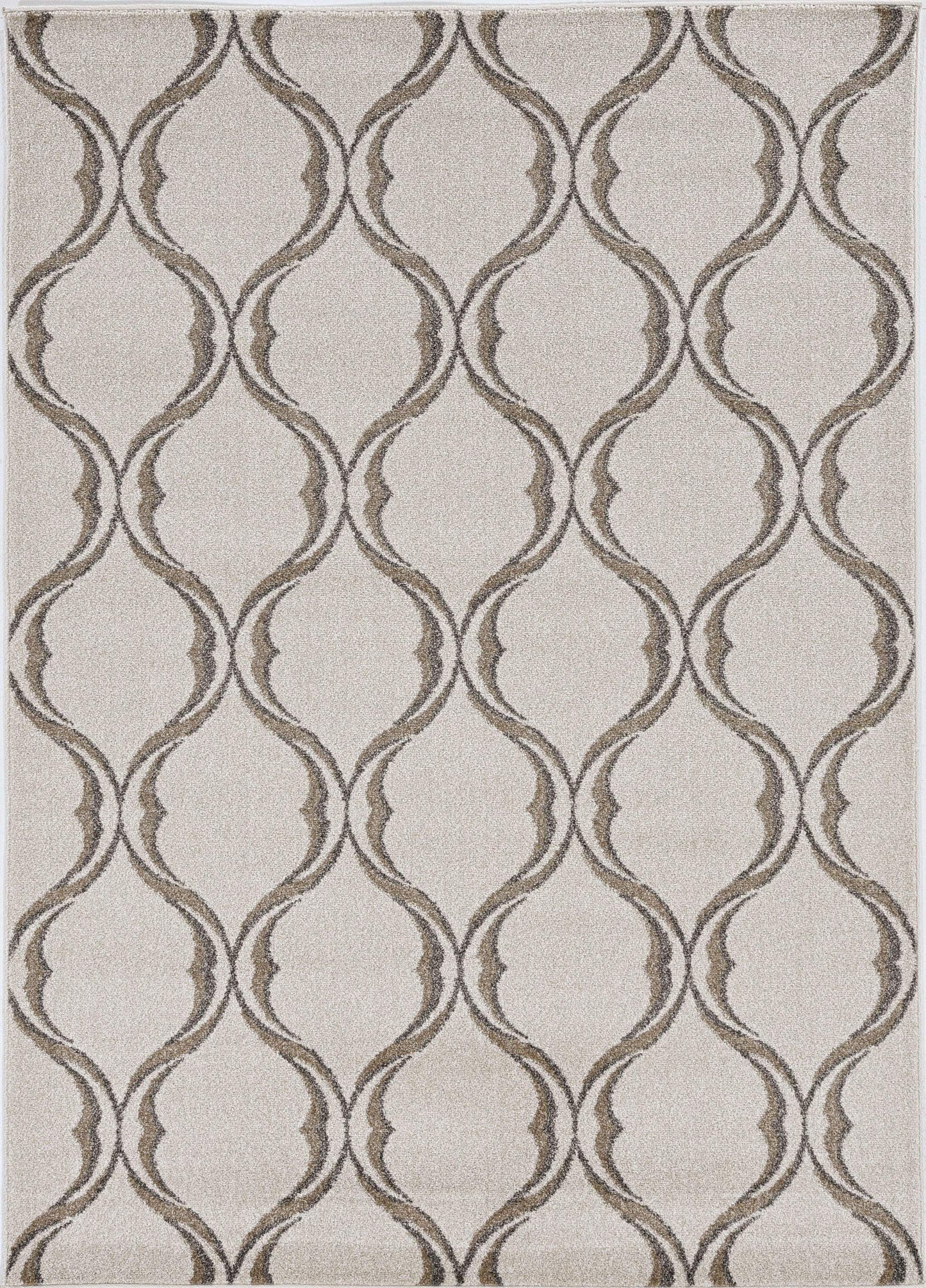 2' X 3' Sand Wavy Line Pattern Accent Rug - Homeroots - Flyclothing LLC