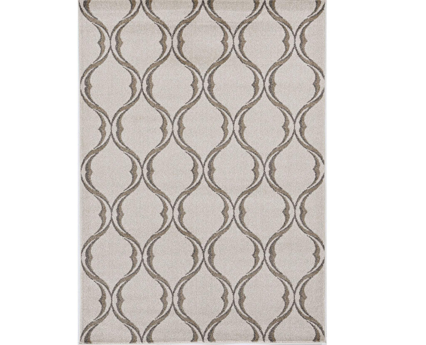 2' X 3' Sand Wavy Line Pattern Accent Rug - Homeroots - Flyclothing LLC