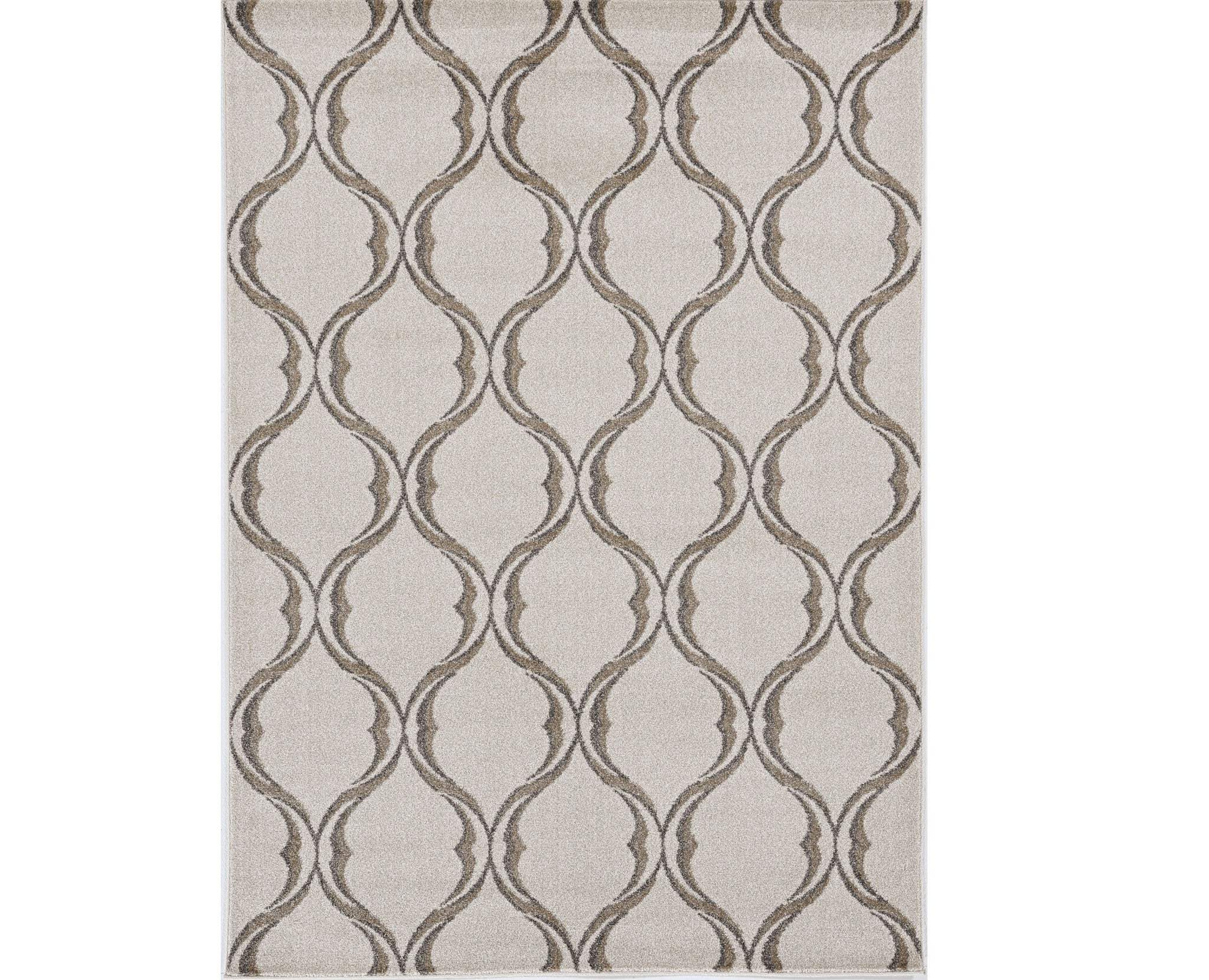 2' X 3' Sand Wavy Line Pattern Accent Rug - Homeroots - Flyclothing LLC