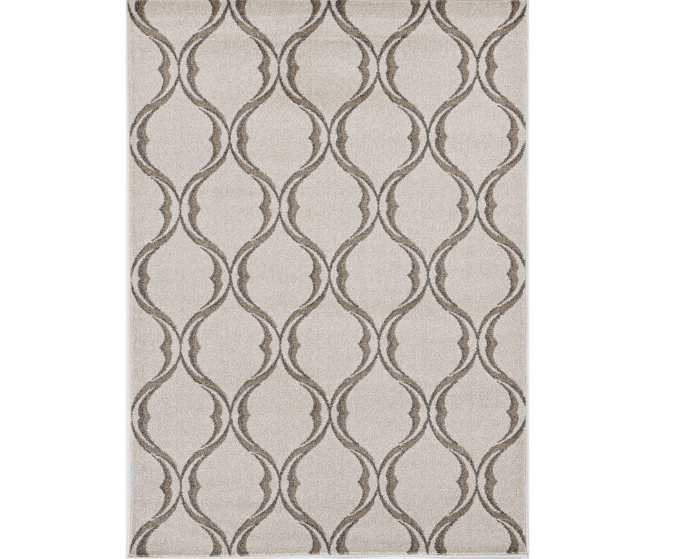 2' X 3' Sand Wavy Line Pattern Accent Rug - Homeroots - Flyclothing LLC