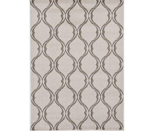 2' X 3' Sand Wavy Line Pattern Accent Rug - Homeroots - Flyclothing LLC