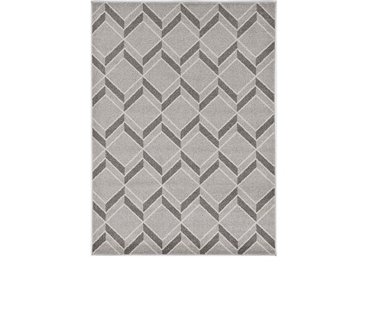 2' X 4' Green and Ivory Geometric Indoor Outdoor Area Rug