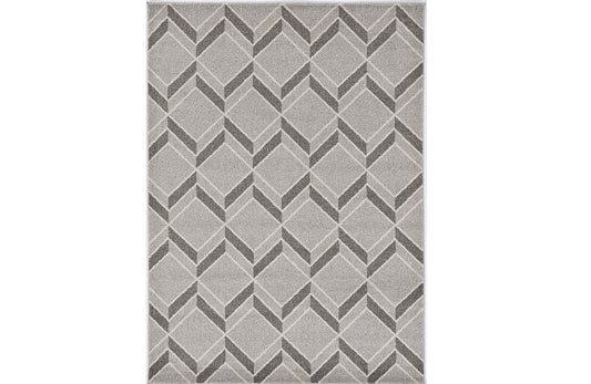 3' X 5' Gray Geometric Indoor Outdoor Area Rug
