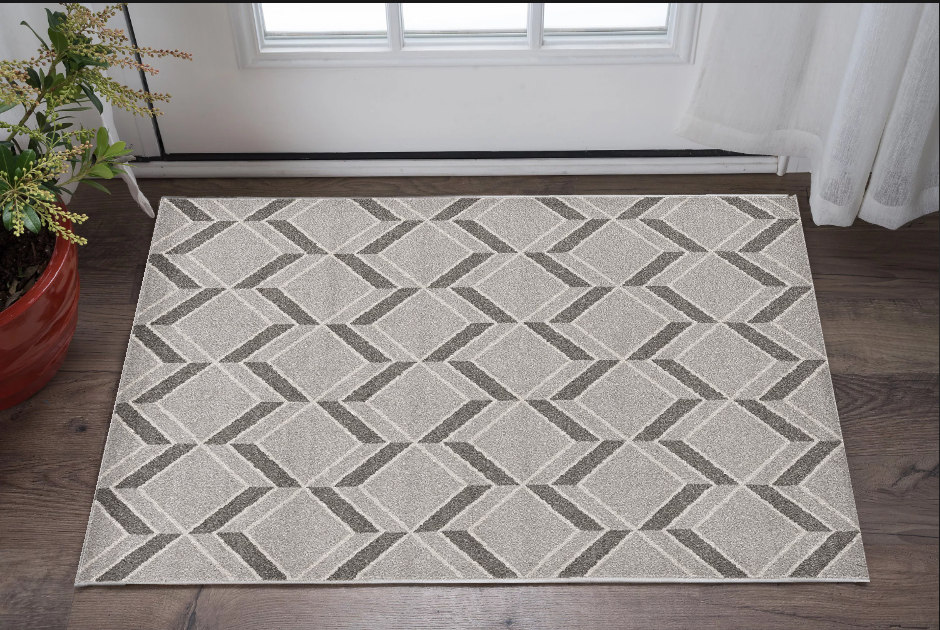 3' X 5' Gray Geometric Indoor Outdoor Area Rug - Homeroots