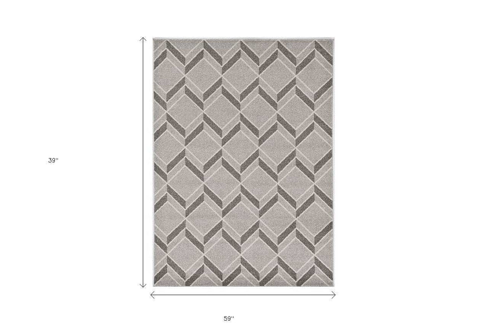 3' X 5' Gray Geometric Indoor Outdoor Area Rug - Homeroots - Flyclothing LLC