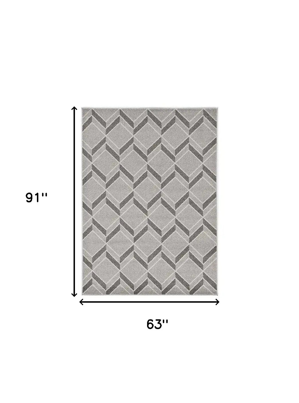5' X 8' Gray Geometric Indoor Outdoor Area Rug - Homeroots - Flyclothing LLC