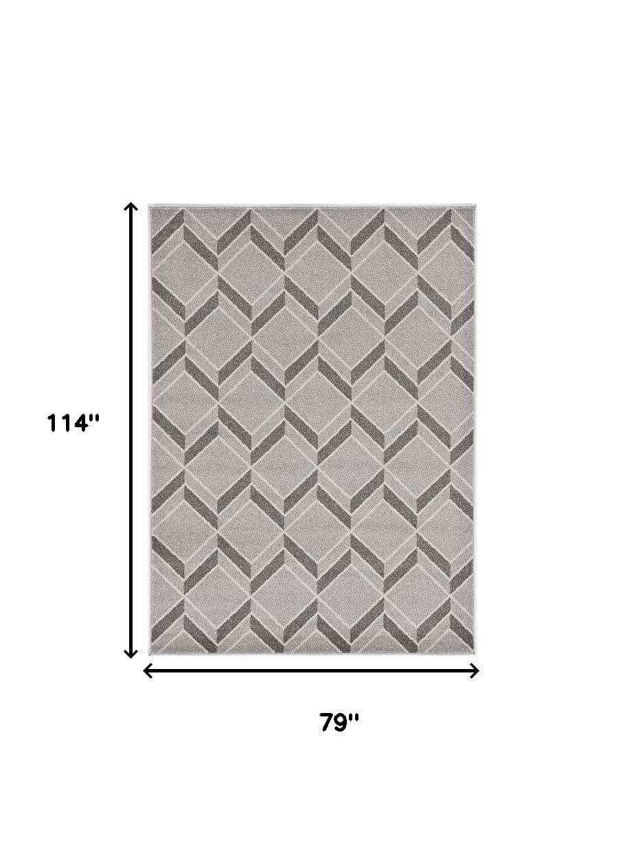 7' X 10' Gray Geometric Indoor Outdoor Area Rug