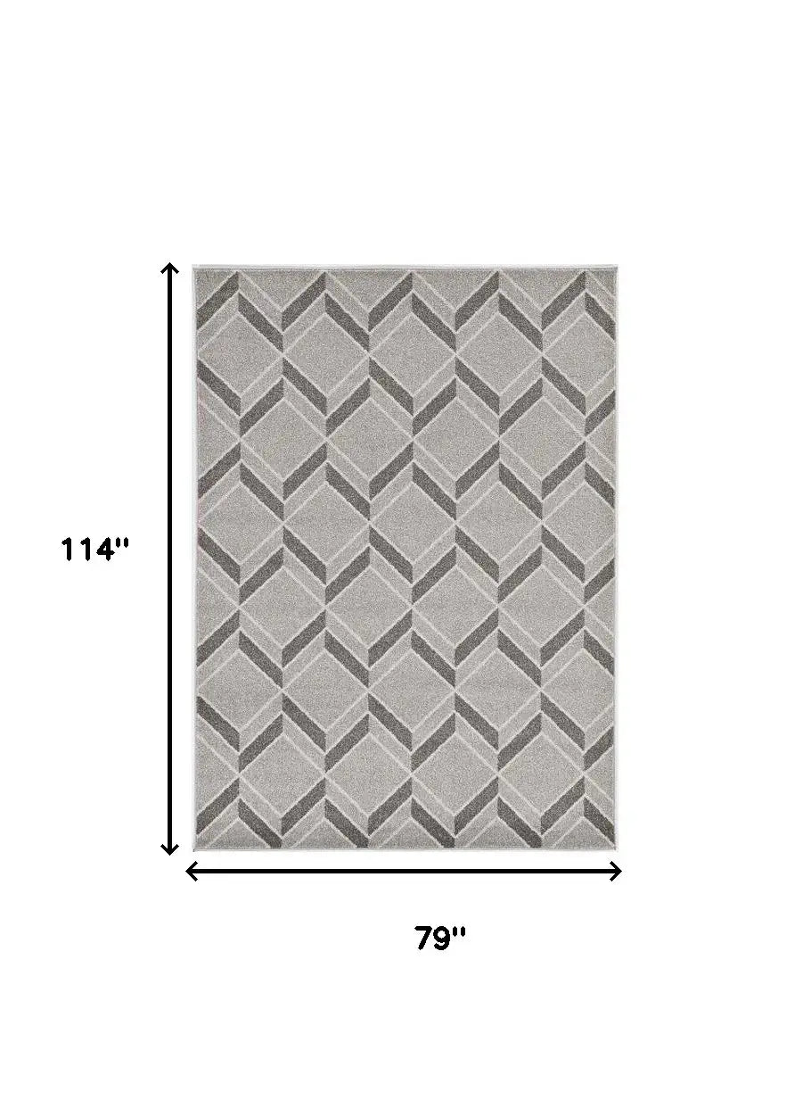 7' X 10' Gray Geometric Indoor Outdoor Area Rug - Homeroots - Flyclothing LLC