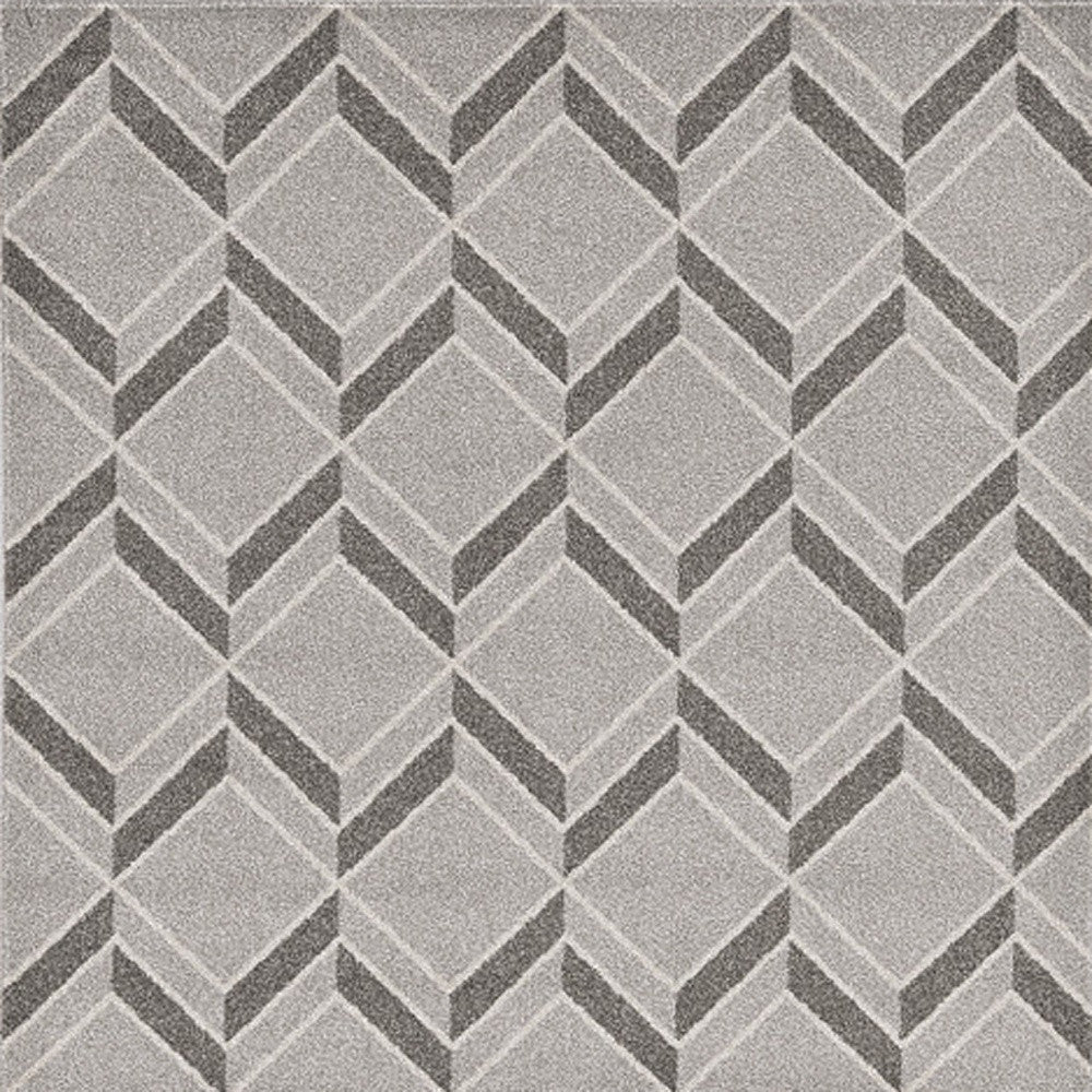 7' X 10' Gray Geometric Indoor Outdoor Area Rug