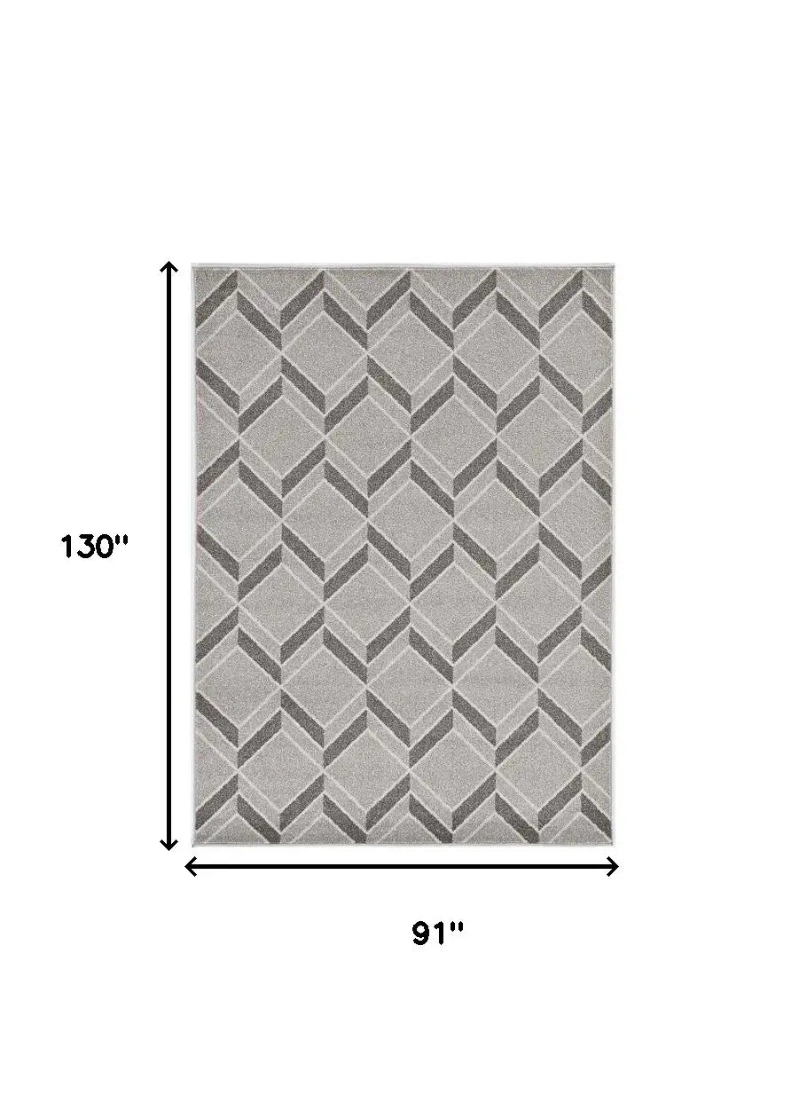8' X 11' Gray Geometric Indoor Outdoor Area Rug - Homeroots - Flyclothing LLC