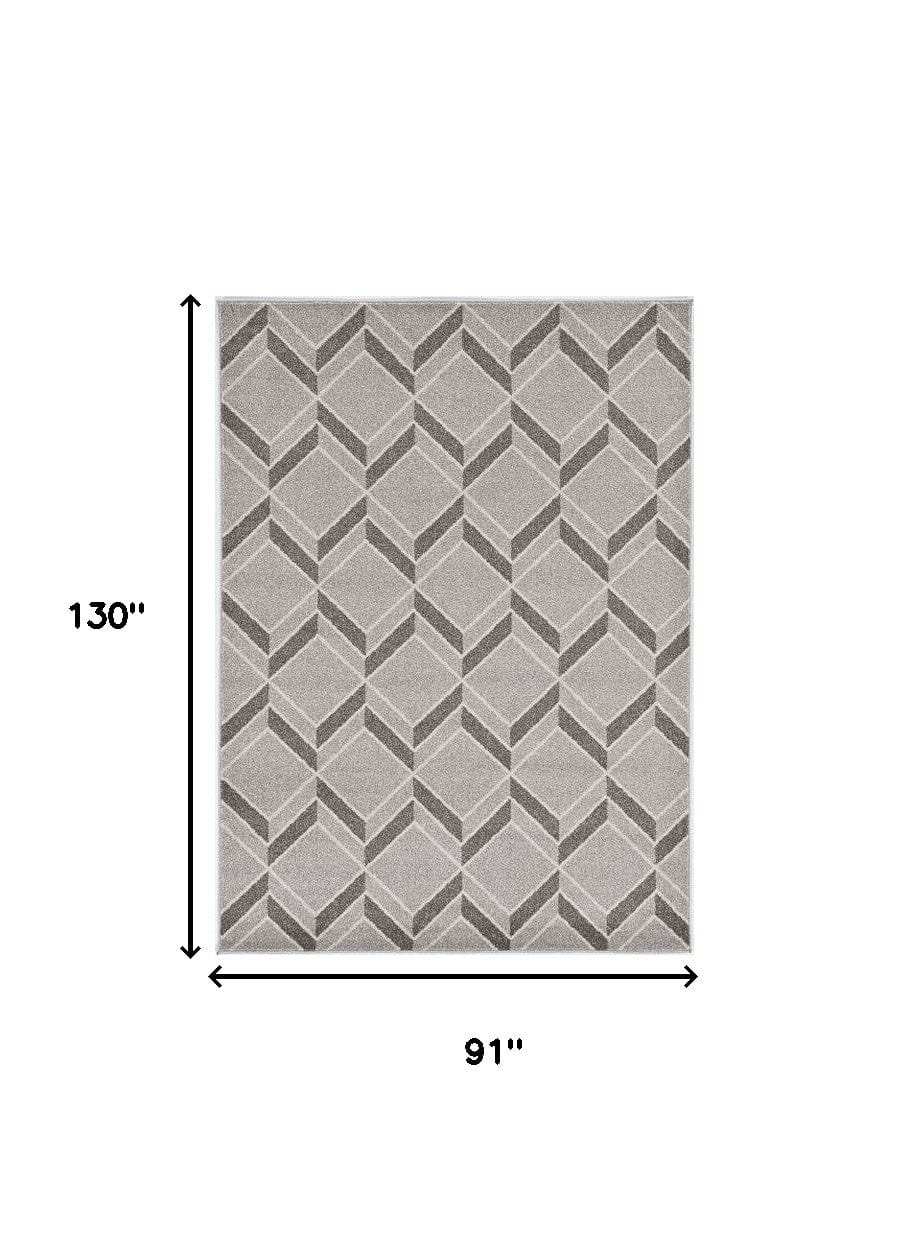 8' X 11' Gray Geometric Indoor Outdoor Area Rug - Homeroots - Flyclothing LLC