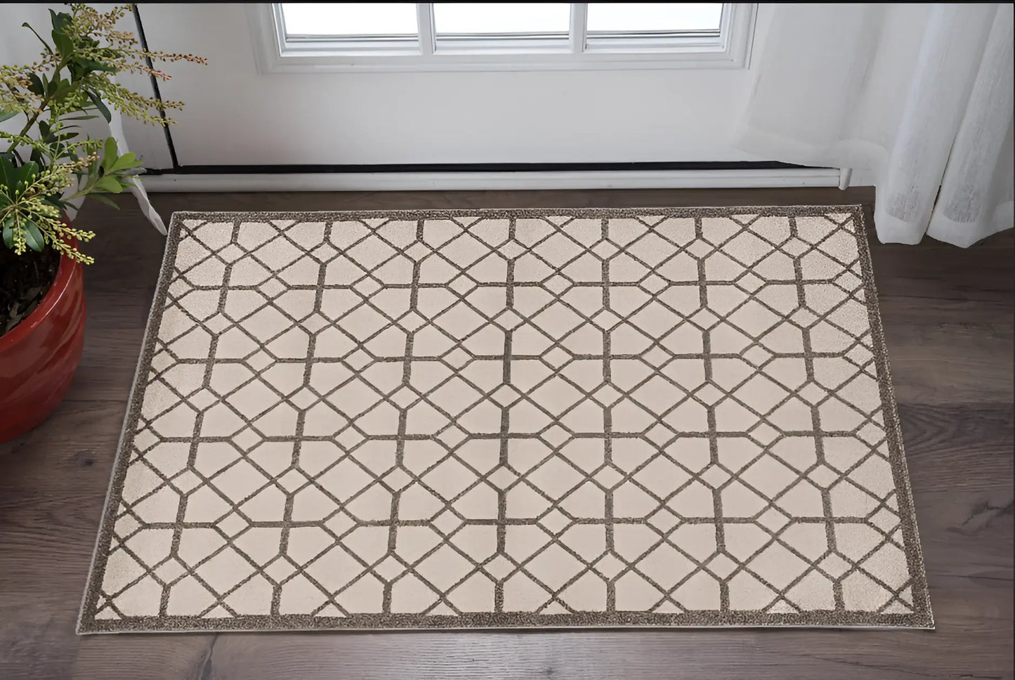 3' X 5' Ivory Or Grey Polypropylene Rug - Homeroots - Flyclothing LLC