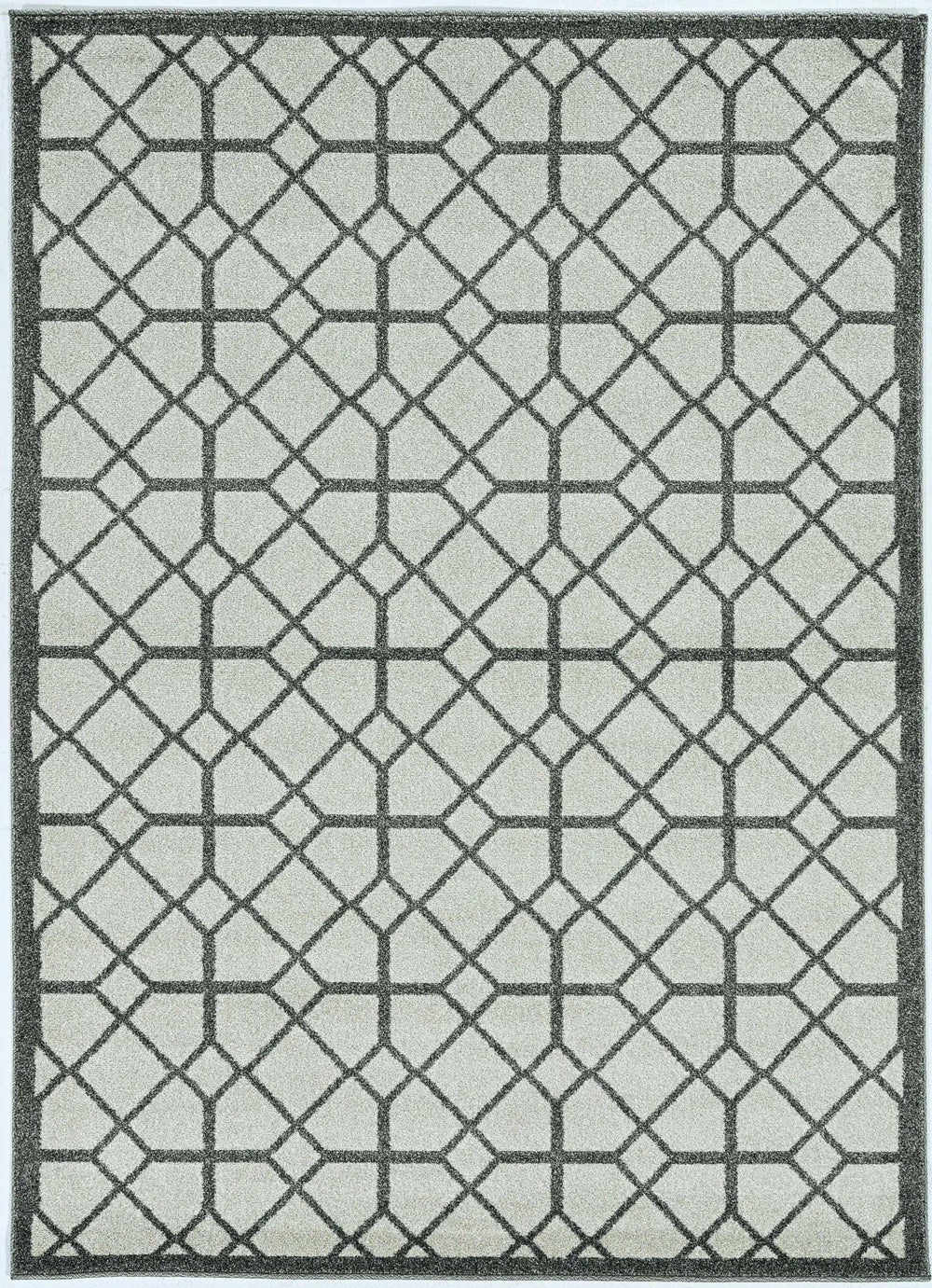 5' X 8' Ivory Or Grey Geometric Tiles Area Rug - Homeroots - Flyclothing LLC