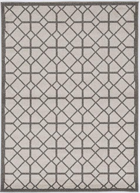 7' X 9' Ivory Or Grey Geometric Diamond Indoor Outdoor Area Rug - Homeroots - Flyclothing LLC