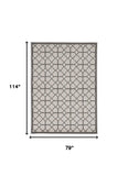 7' X 9' Ivory Or Grey Geometric Diamond Indoor Outdoor Area Rug - Homeroots