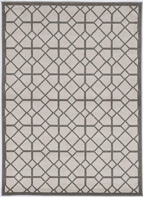 7' X 11' Ivory Or Grey Geometric Diamonds Indoor Outdoor Area Rug - Homeroots - Flyclothing LLC
