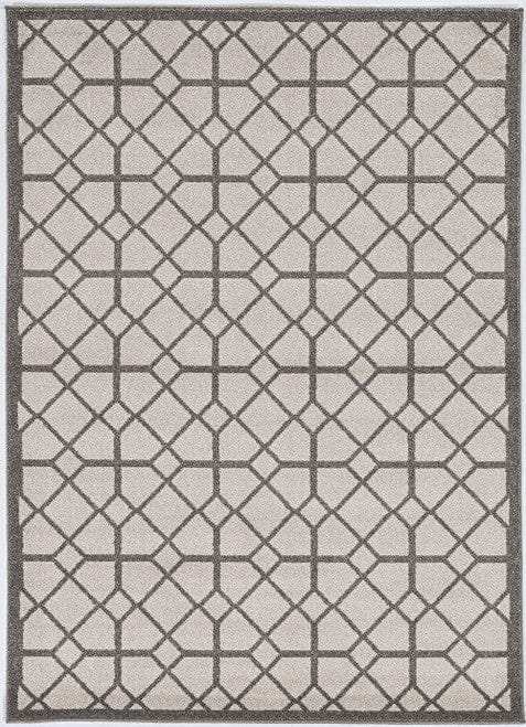 7' X 11' Ivory Or Grey Geometric Diamonds Indoor Outdoor Area Rug - Homeroots - Flyclothing LLC