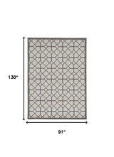 7' X 11' Ivory Or Grey Geometric Diamonds Indoor Outdoor Area Rug - Homeroots - Flyclothing LLC