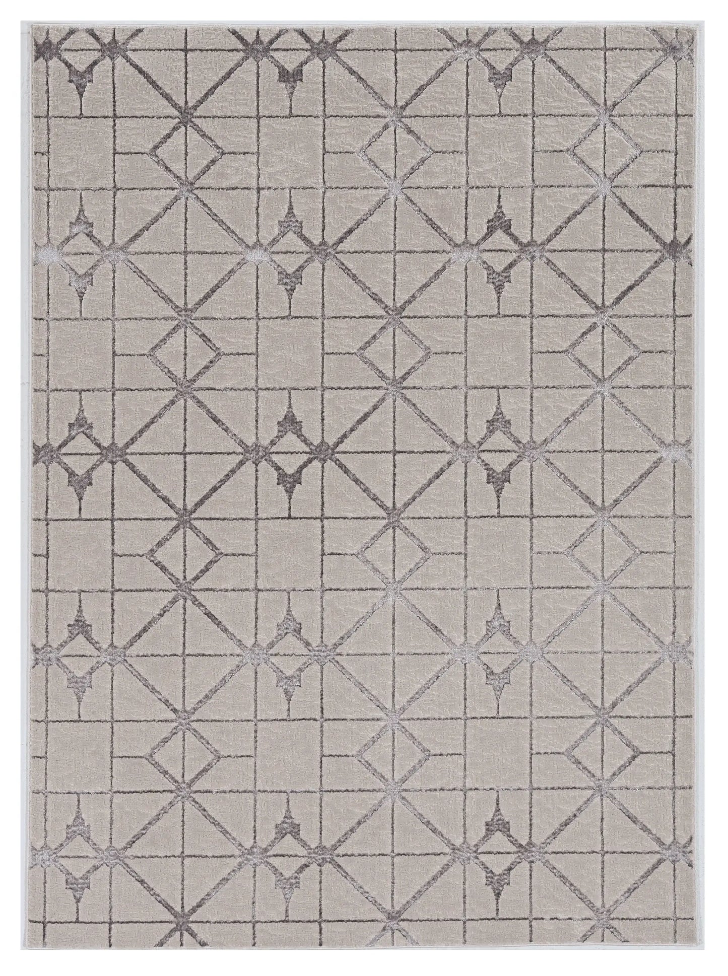 3' X 5' Gray and Ivory Geometric Area Rug - Homeroots - Flyclothing LLC