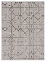 3' X 5' Gray and Ivory Geometric Area Rug - Homeroots - Flyclothing LLC
