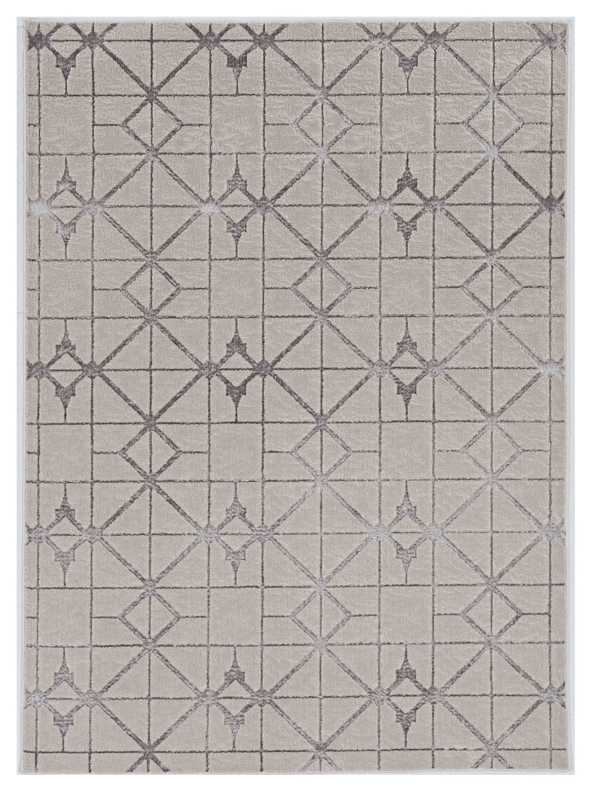 3' X 5' Gray and Ivory Geometric Area Rug - Homeroots - Flyclothing LLC